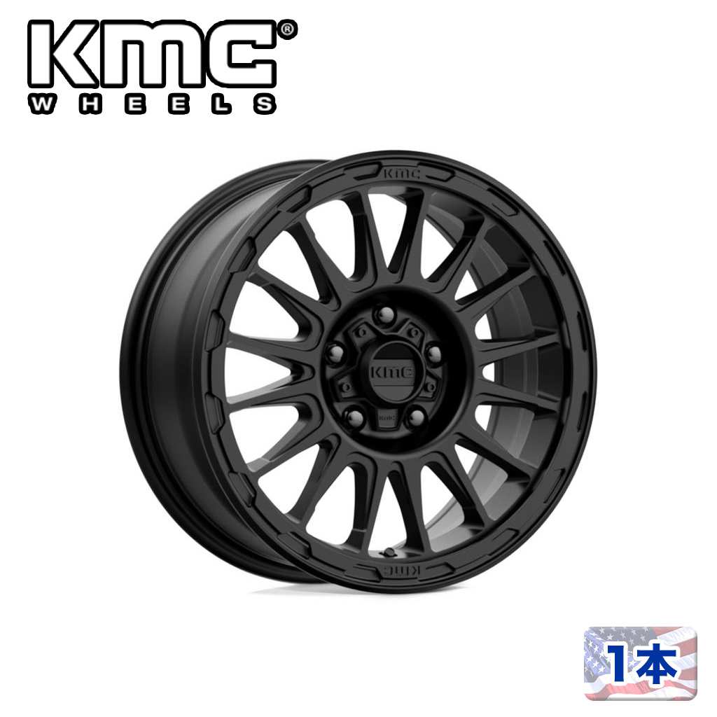 【KMC（ケーエムシー）日本販売代理店】 17インチアルミホイール 1本 汎用 KM542 IMPACT SATIN BLACK 17×8J 6H  139.7 +35 CB100.3