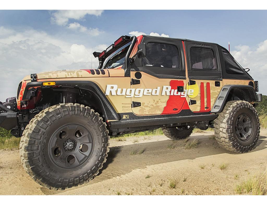 【RUGGED RIDGE (ラギッドリッジ) 正規輸入代理店】 XHD サイドスライダー ブラックパウダーコート スチール JEEP ジープ JK  ラングラー 4ドア 2007年～2018年